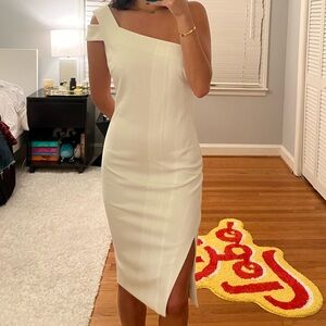 White midi dress with slit